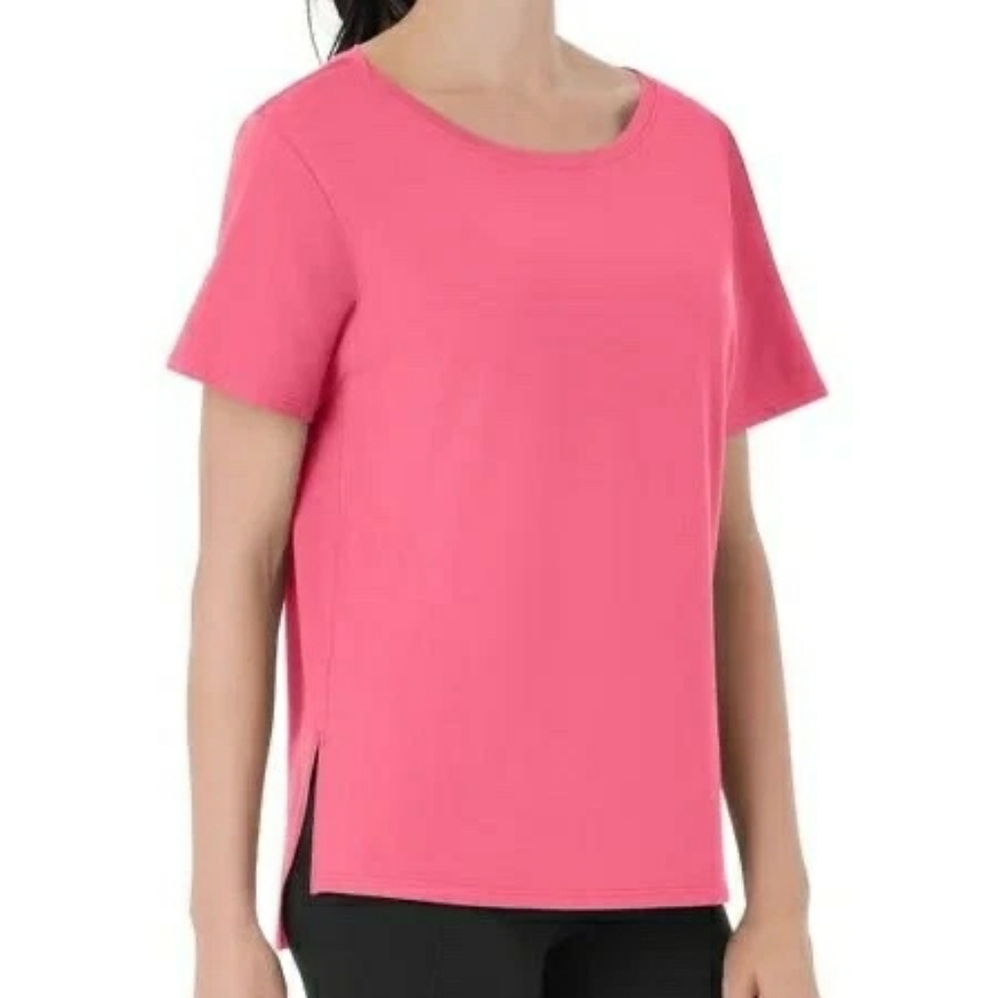Members Mark Coral Pink Active Side Slit Tee Shirt Short Sleeve Medium